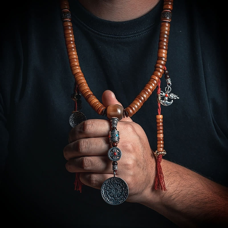 Tibetan Yak Bone 108-Bead Strength Mala Bracelet