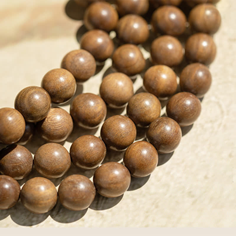 108 Wood Mala Beads Bracelet Green Sandalwood Lotus Beads