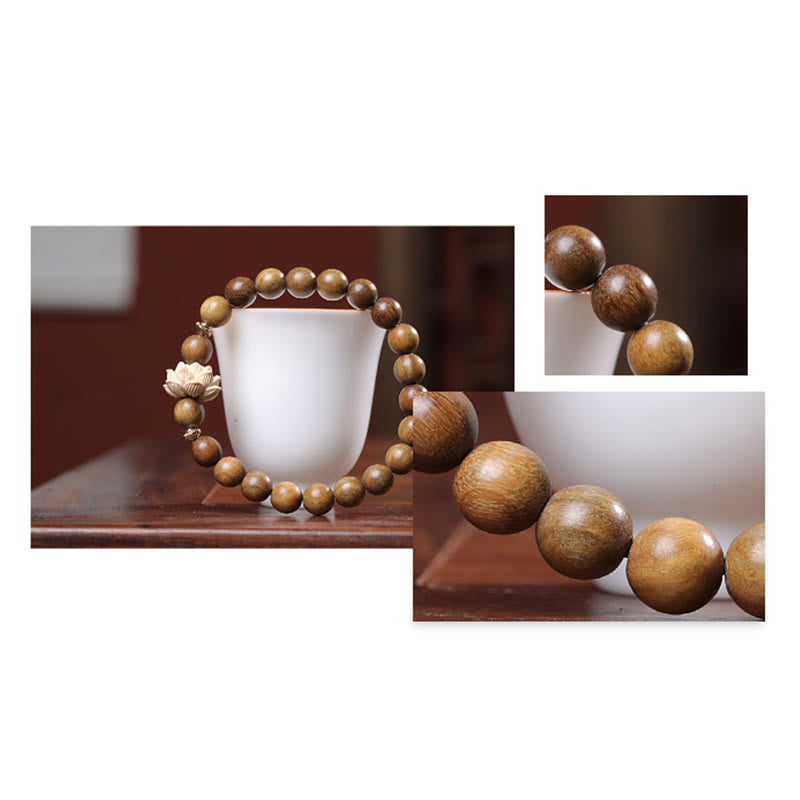 Green Sandalwood Lotus Soothing Bracelet for Tranquility & Peace