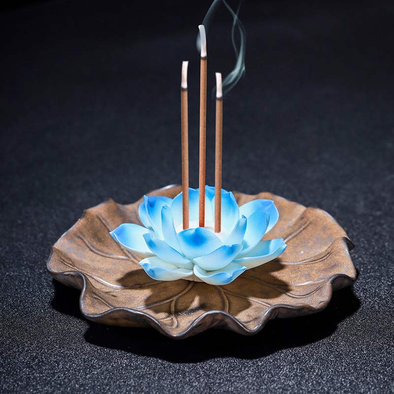 Tibetan Lotus Ceramic Incense Burner | Blessing Decor