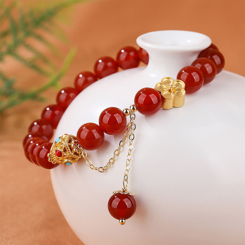 8mm Red Agate White Agate Self-Acceptance Bracelet
