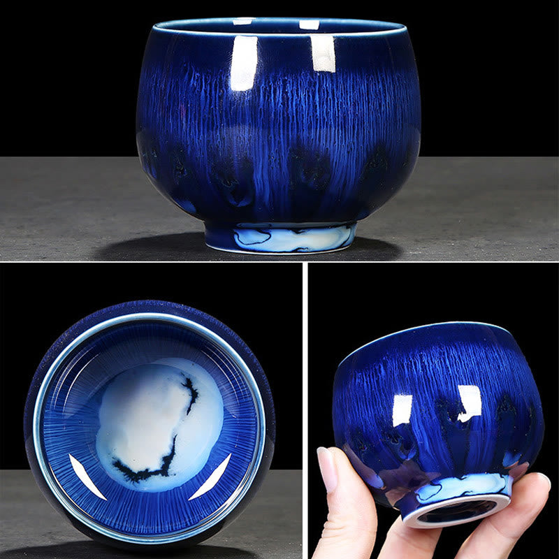 Blue Jianzhan Ceramic Teacup 160ml Zen Decor