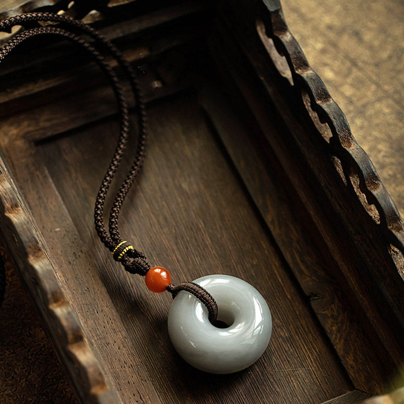 Natural Gray Jade Luck Necklace | Peace & Prosperity Pendant