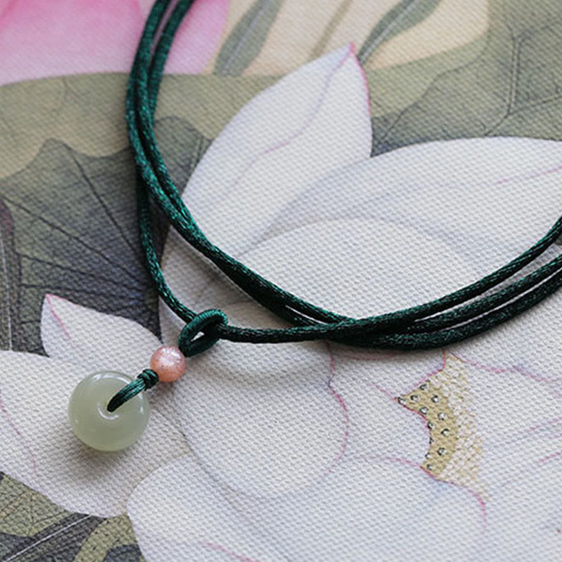 Natural Jade Peace Buckle & Lotus Necklace | Abundance Energy
