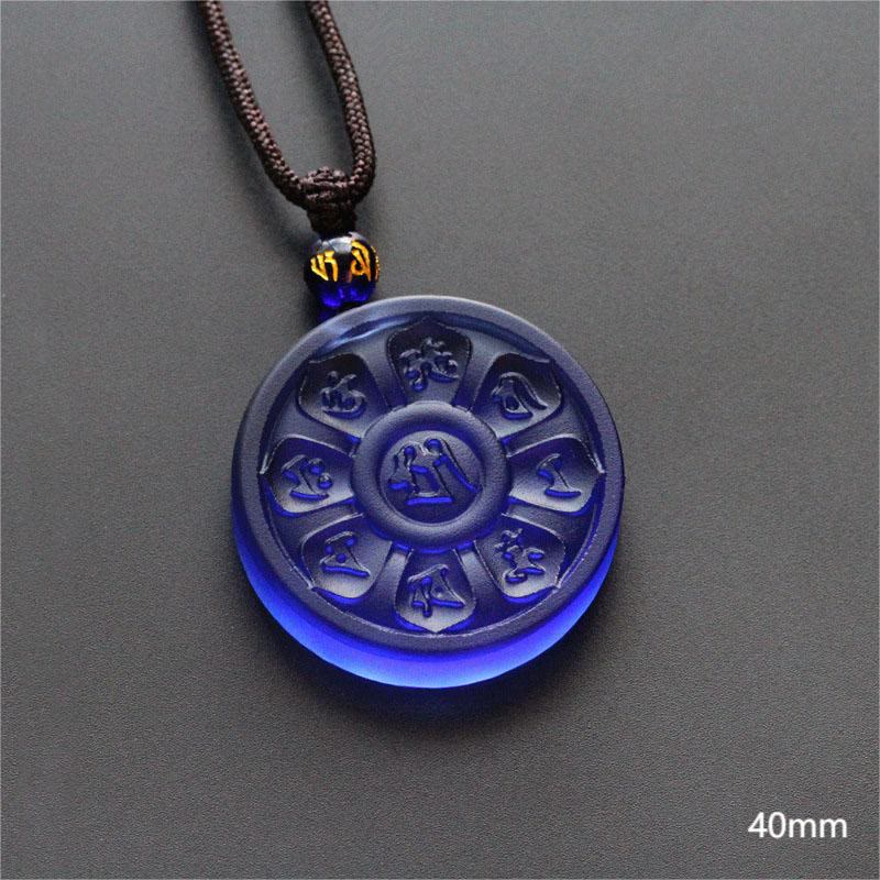 Blue Liuli Manjusri Lotus Enlightenment Necklace