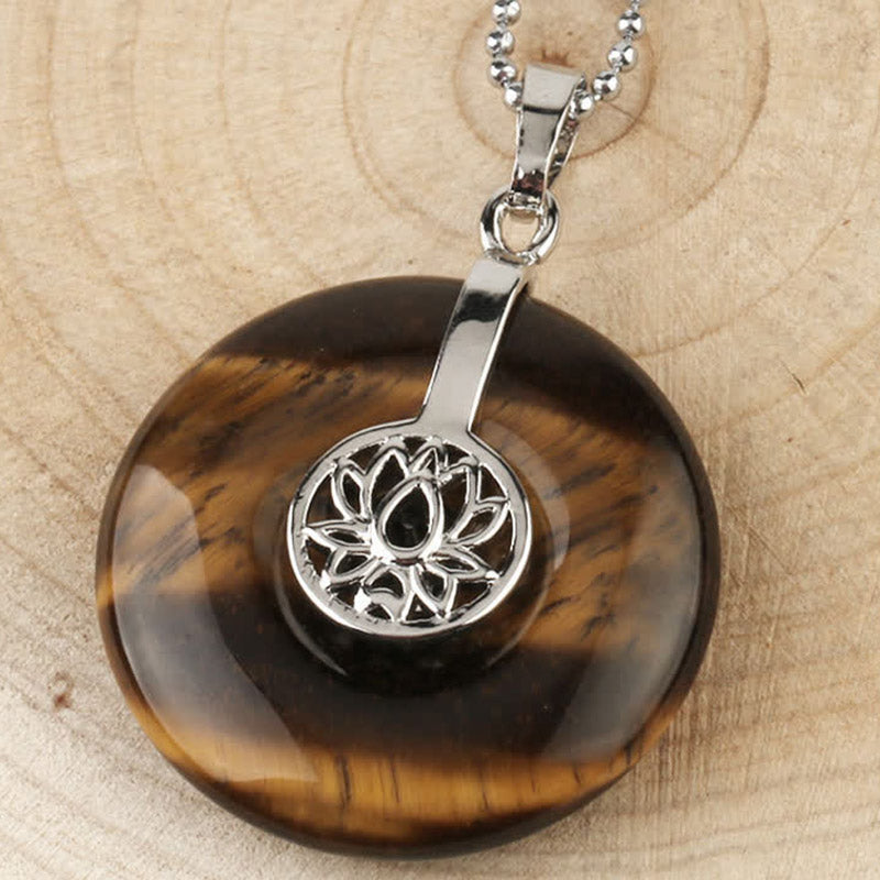 Various Crystal Amethyst Pink Lotus Healing Necklace