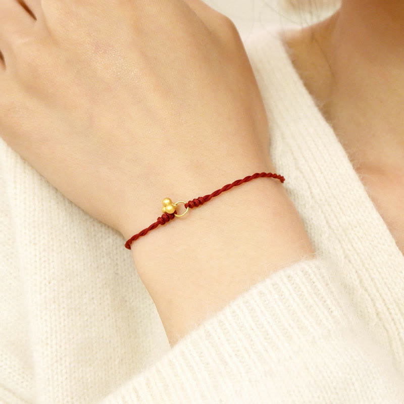 925 Sterling Silver Gold Plated Luck Red String Bracelet Unisex