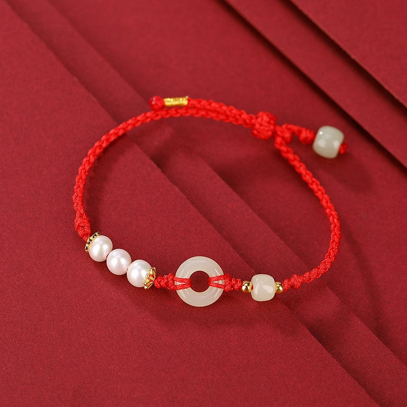 925 Sterling Silver Gold Plated Hetian Jade Peace Buckle Bracelet