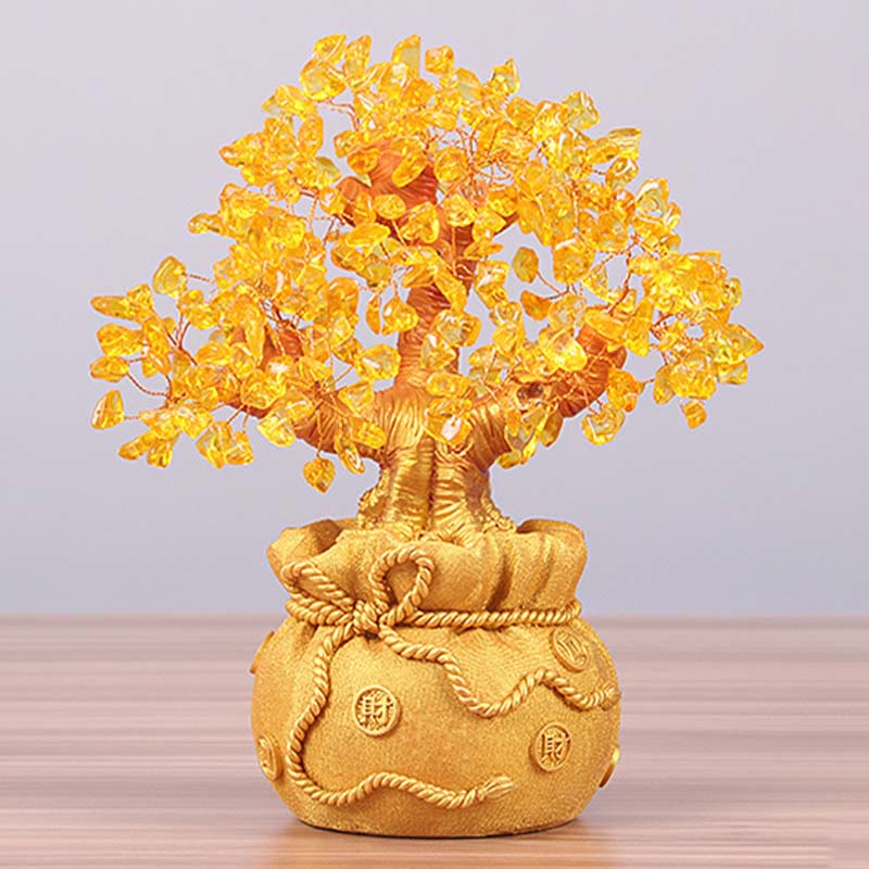 Natural Citrine Money Tree Feng Shui Decor for Prosperity