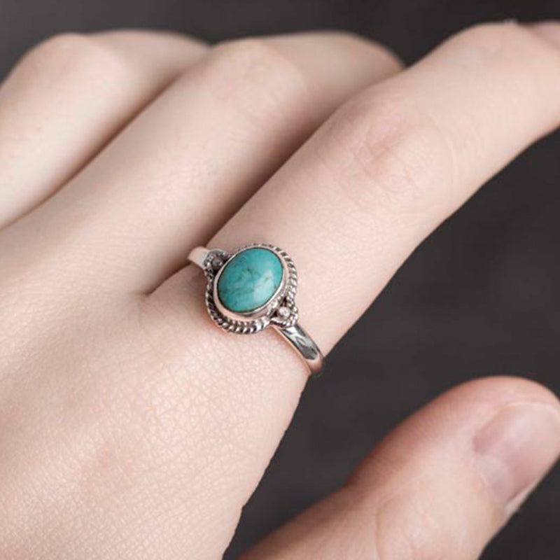 Adjustable Turquoise Ring 925 Sterling Silver Wisdom