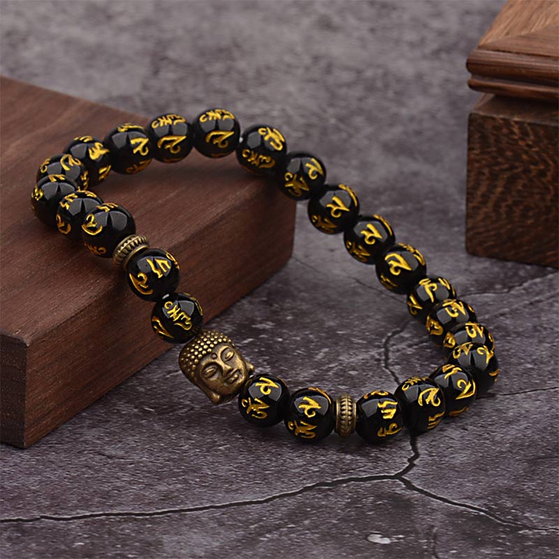 8mm Tibetan Buddha Mantra Bracelet for Mindfulness