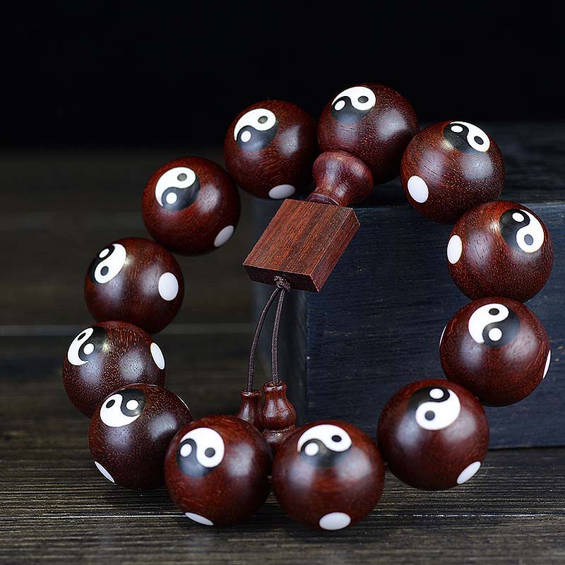 Small Leaf Red Sandalwood Yin Yang Bracelet 20mm