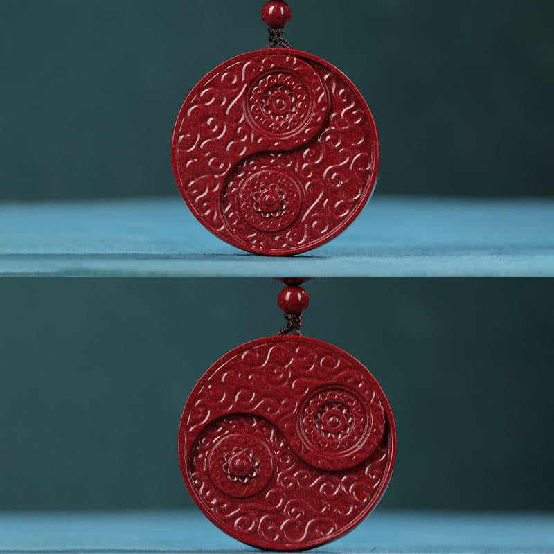 Cinnabar Yin Yang Necklace Pendant for Calm and Protection