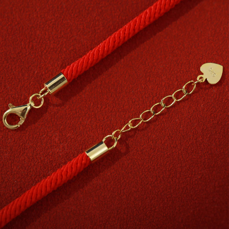 925 Sterling Silver Lotus Drum Bracelet with Red Rope | New Beginnings