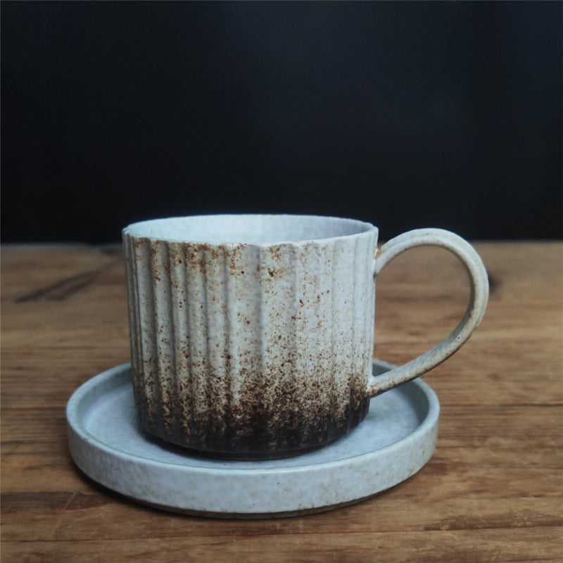 250ml Retro Striped Kiln Change Ceramic Coffee Mug | Zen Decor