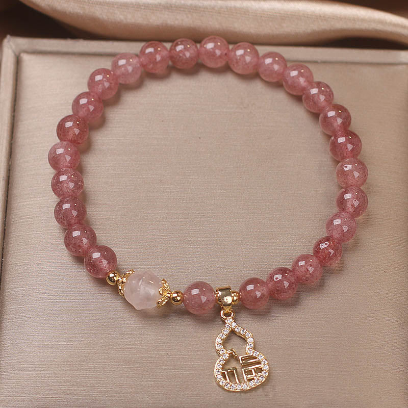 Strawberry Quartz Positive Energy Bracelet with Fu Charm