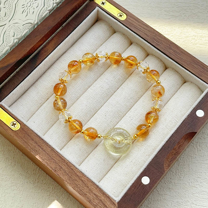 Female Citrine Peace Buckle Prosperity Bracelet 14-16cm
