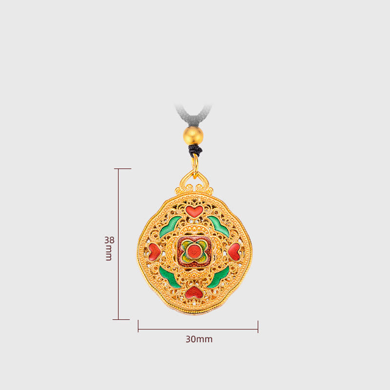 Copper Flower Love Heart Spiritual Necklace Pendant