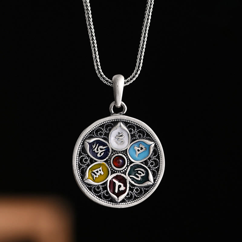 Om Mani Padme Hum Necklace | Copper Silver Tibetan Pendant