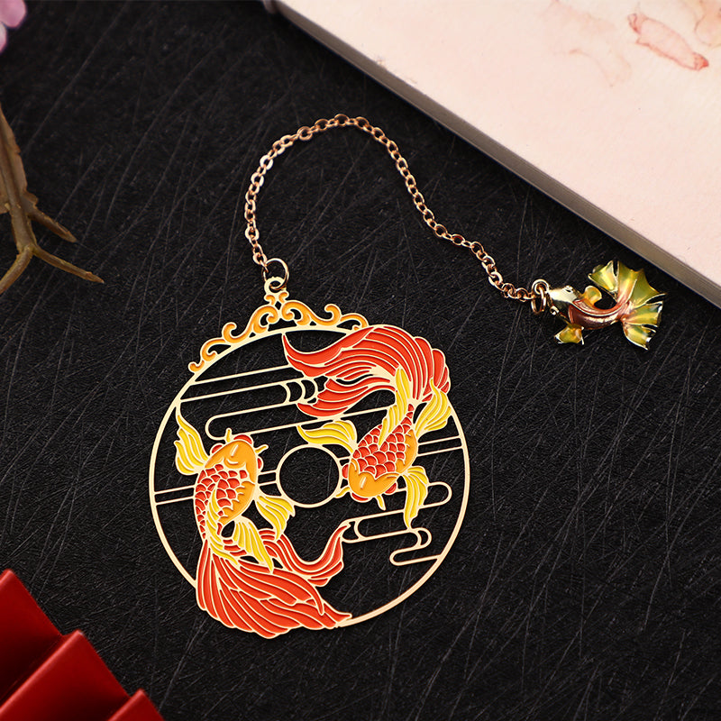 Gold Koi Fish Brass Bookmark for Spiritual Protection