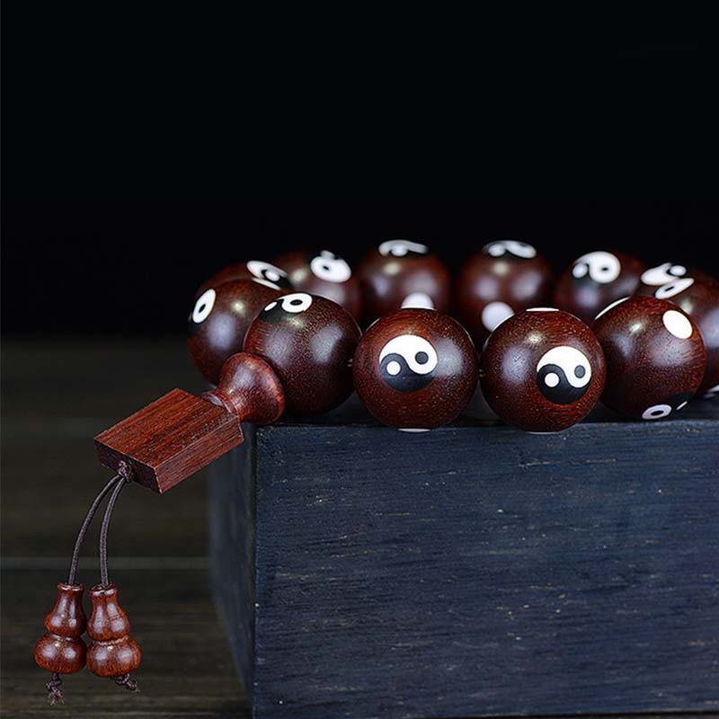 Small Leaf Red Sandalwood Yin Yang Bracelet 20mm