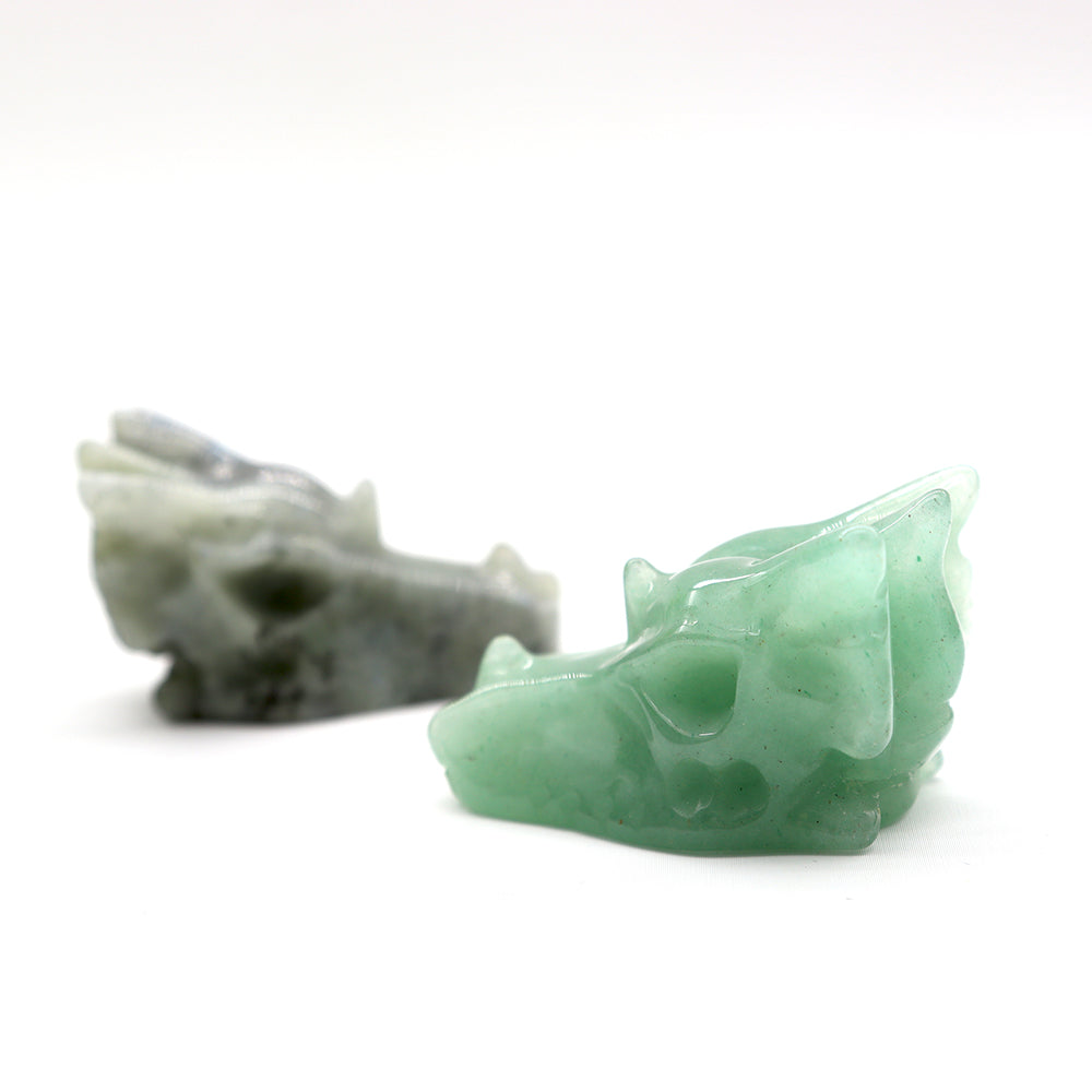 4cm Hand Carved Crystal Dragon Head Skull Statue