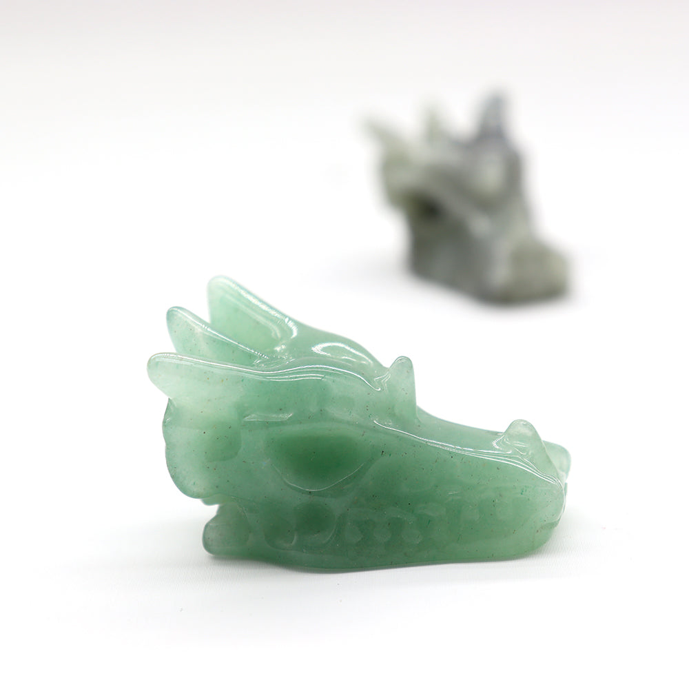 4cm Hand Carved Crystal Dragon Head Skull Statue