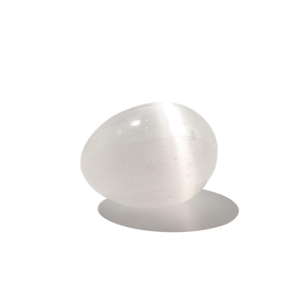 4cm Selenite Palm Stone Egg for Chakra Healing & Meditation