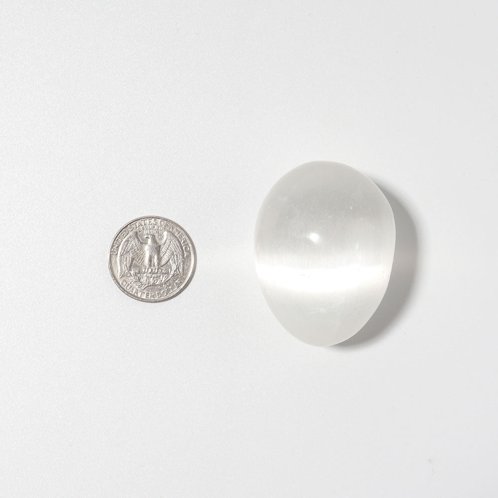 4cm Selenite Palm Stone Egg for Chakra Healing & Meditation
