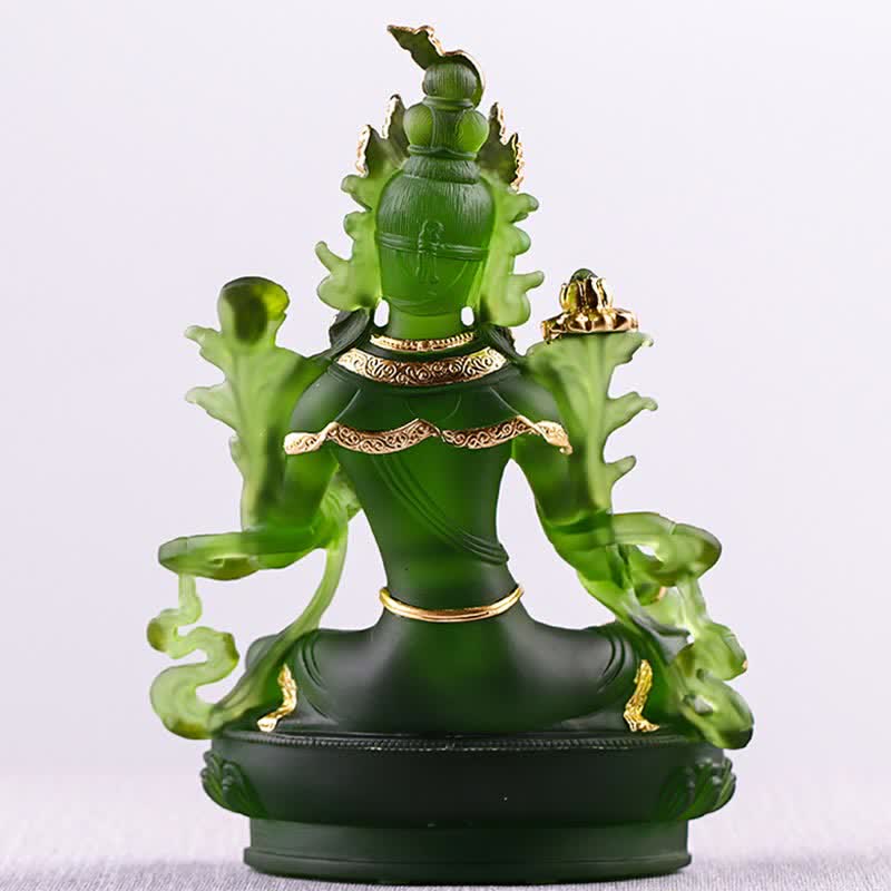 Handmade Liuli Green Tara Buddha Statue | Protection Decor