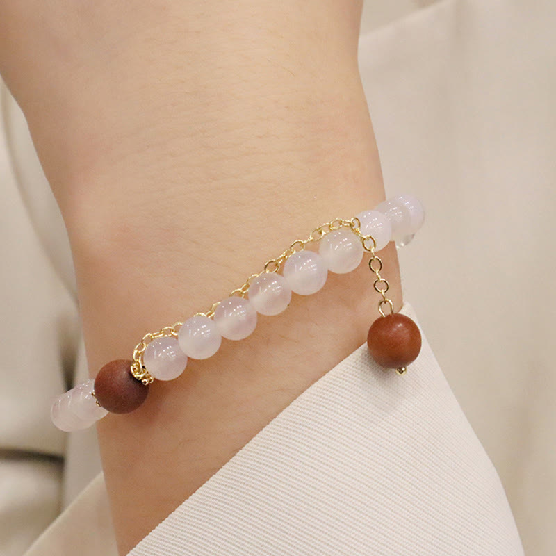 Sandalwood Cat's Eye Fu Charm Protection Bracelet