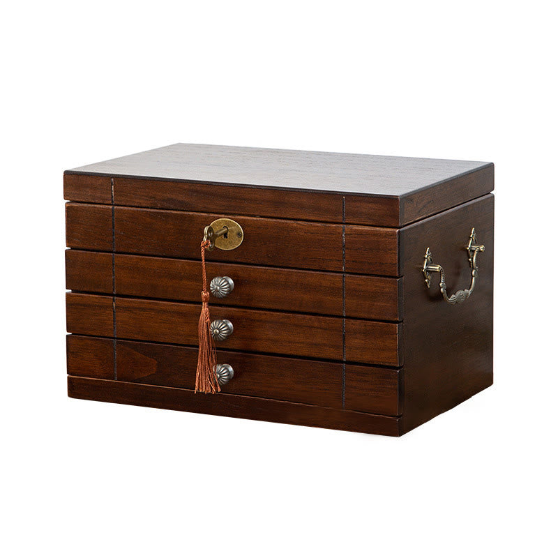 Four-Layer Solid Wood Jewelry Box with Velvet | Zen Decor