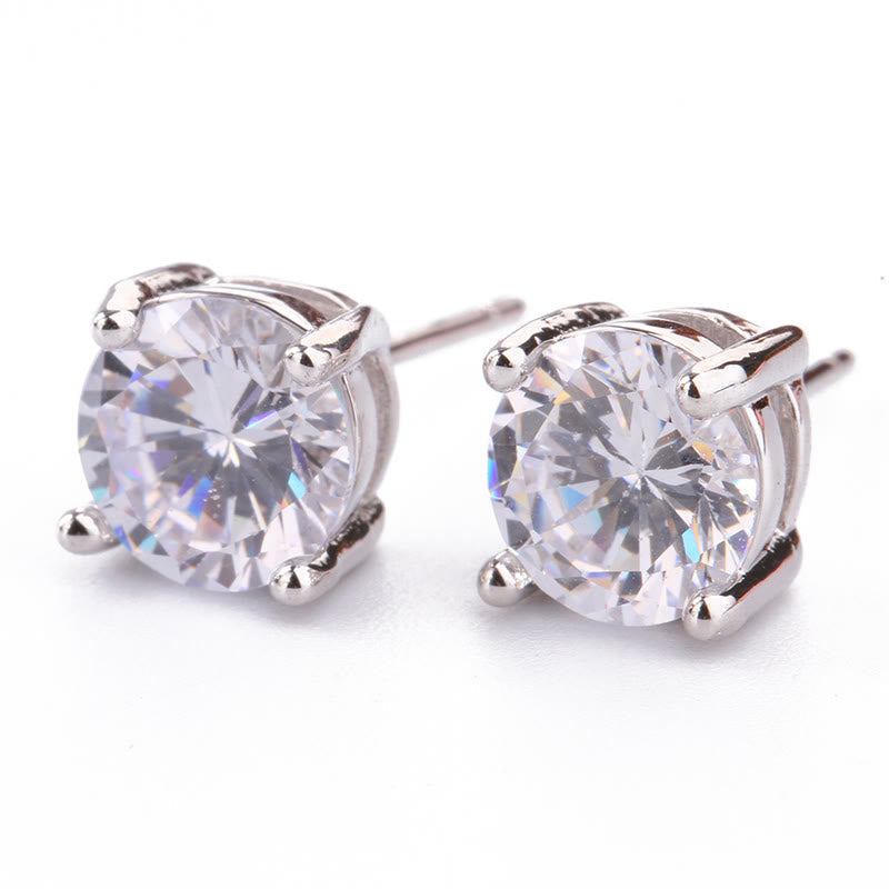 Unisex Natural Amethyst Love Earrings with Various Gemstones 7mm