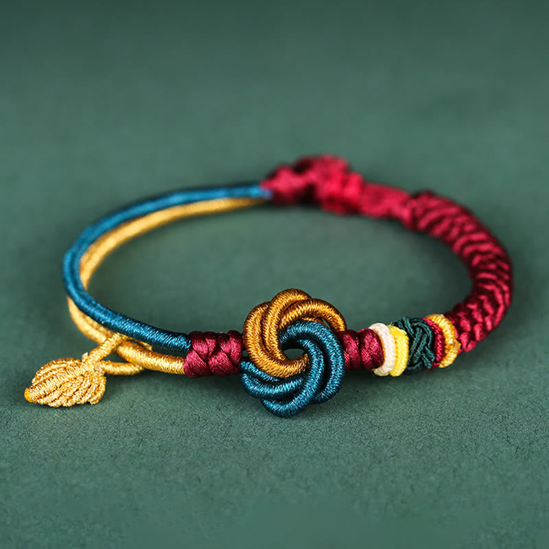 Tibetan Mandala Knot Luck Leaf Red String Bracelet