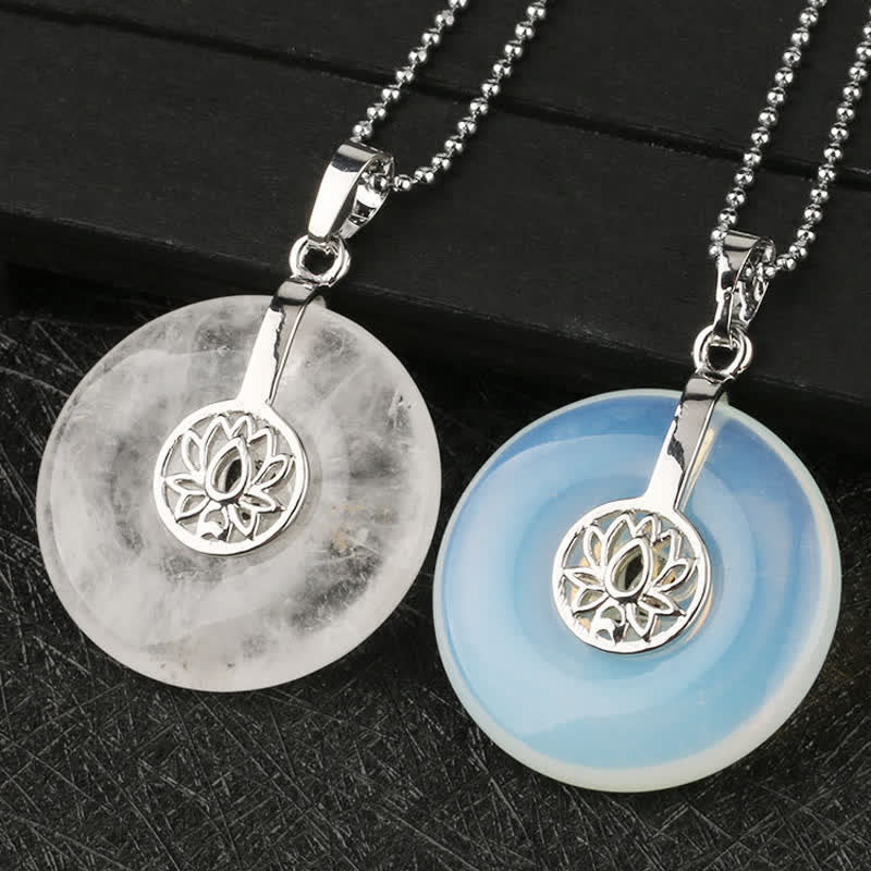 Various Crystal Amethyst Pink Lotus Healing Necklace