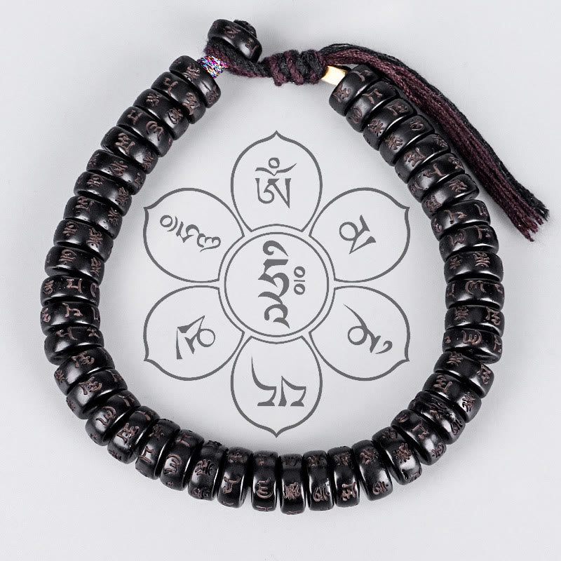 Om Mani Padme Hum Coconut Shell Positive Bracelet