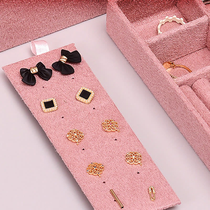 Two-Layer Flannel Jewelry Box with Lock for Zen Decor