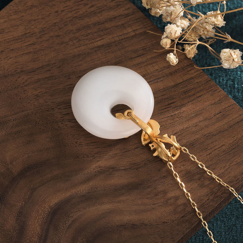 White Jade Koi Fish Necklace for Wealth & Prosperity