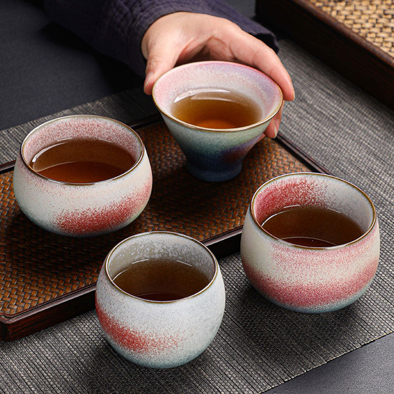 Retro Red Gradient Kiln Ceramic Tea Cup 160ml