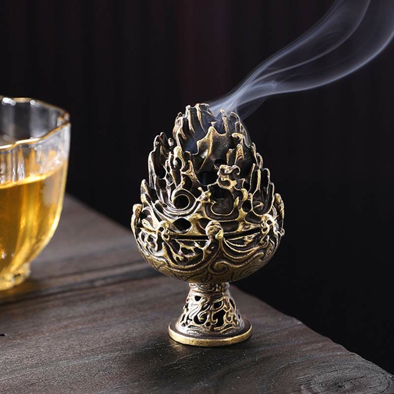 Copper Alloy Tibetan Incense Burner 4.5cm Mini Meditation