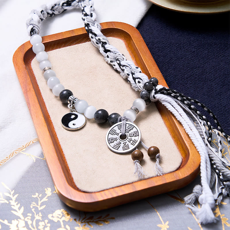 Yin Yang Black Glitter Stone Power Bracelet 14-18cm