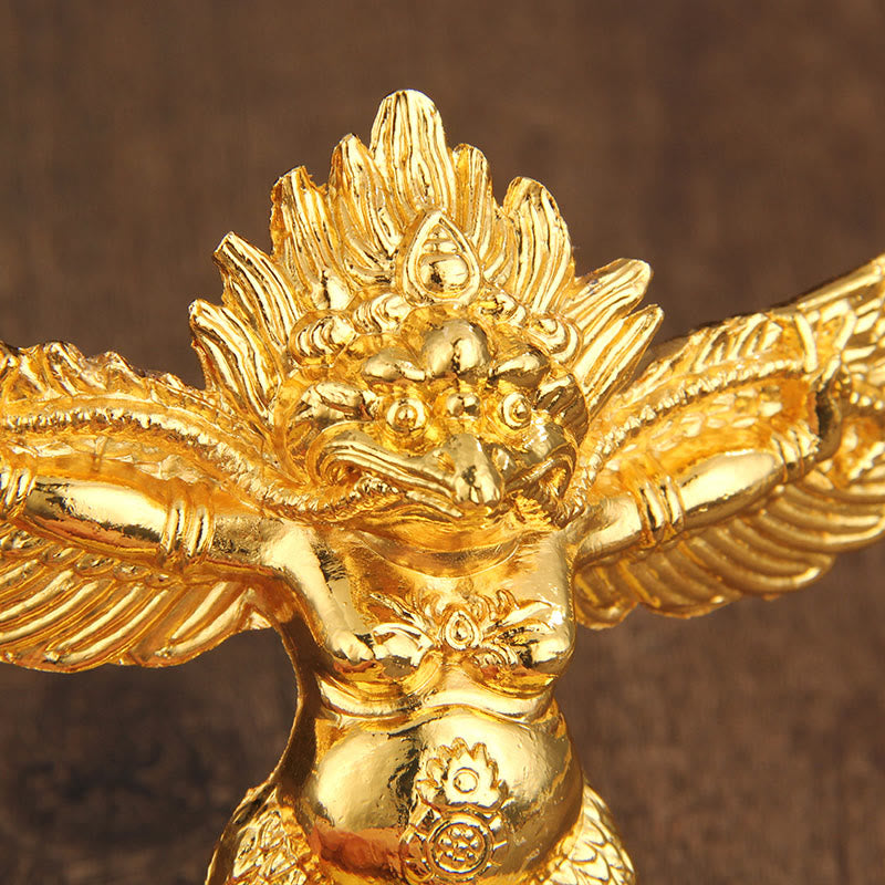Gold Garuda Bird Zinc Alloy Protection Spiritual Statue 12.5cm