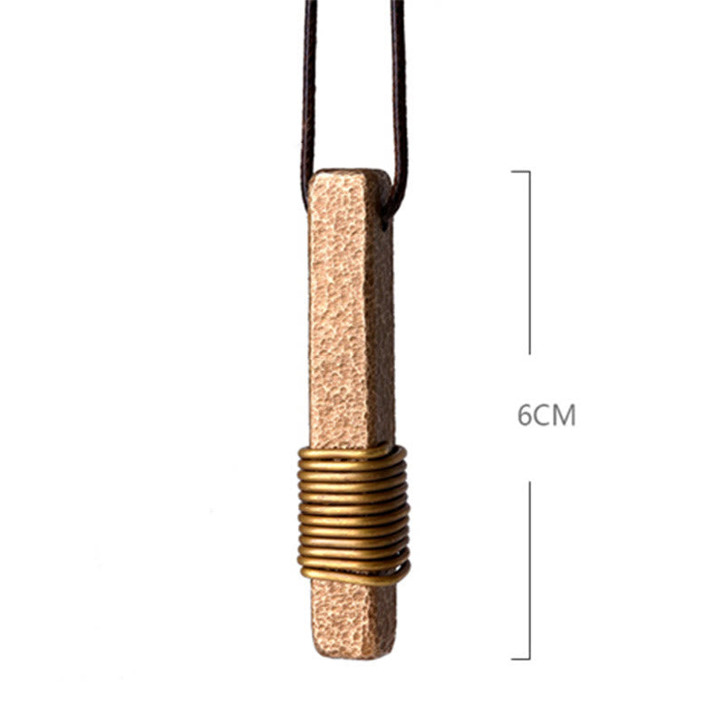 Copper Vintage Textured Wealth Necklace for Spiritual Luck