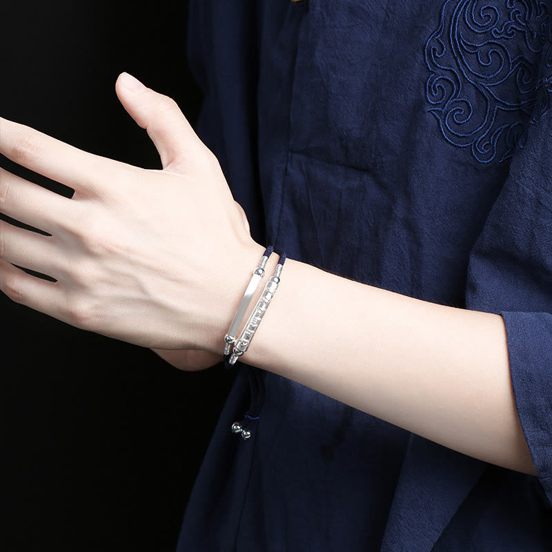 Unisex 999 Sterling Silver Om Mani Padme Hum Peace Bracelet