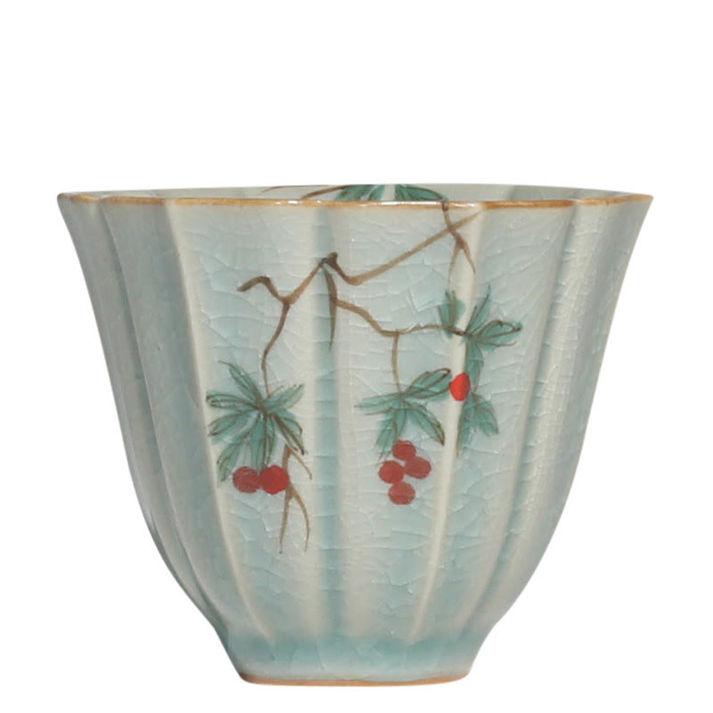Loquat Dogwood Ceramic Kung Fu Tea Cup 75ml Zen Decor
