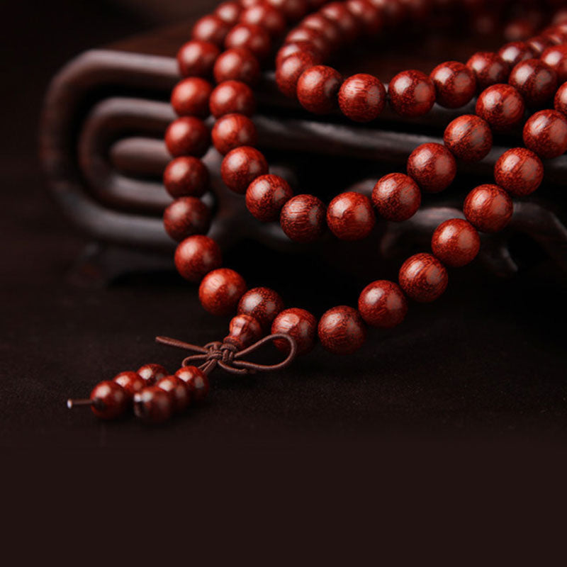 8mm Red Sandalwood 108 Beads Wood Mala Bracelet