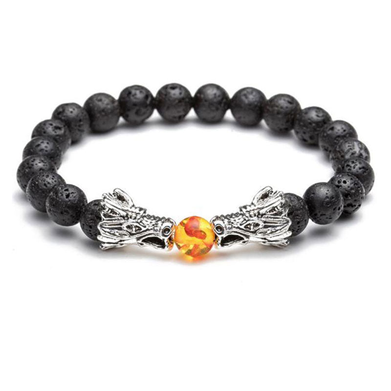 White Turquoise Lava Rock Dragon Blessing Bracelet