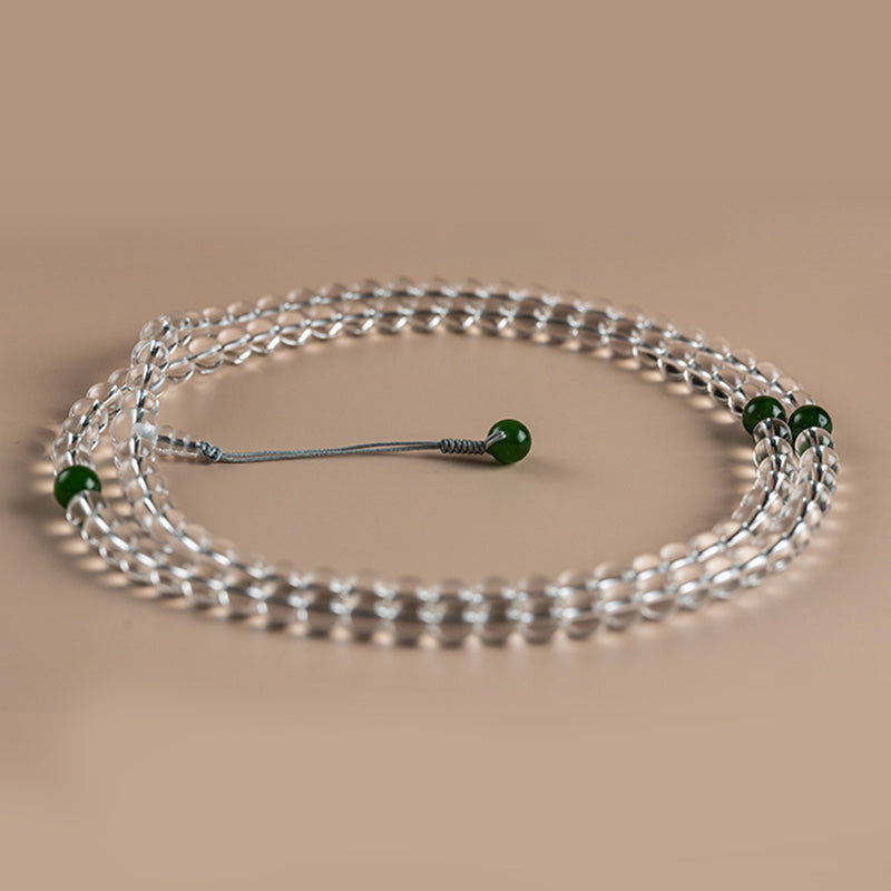 108 Beads White Crystal Jade Gemstone Mala Bracelet for Meditation