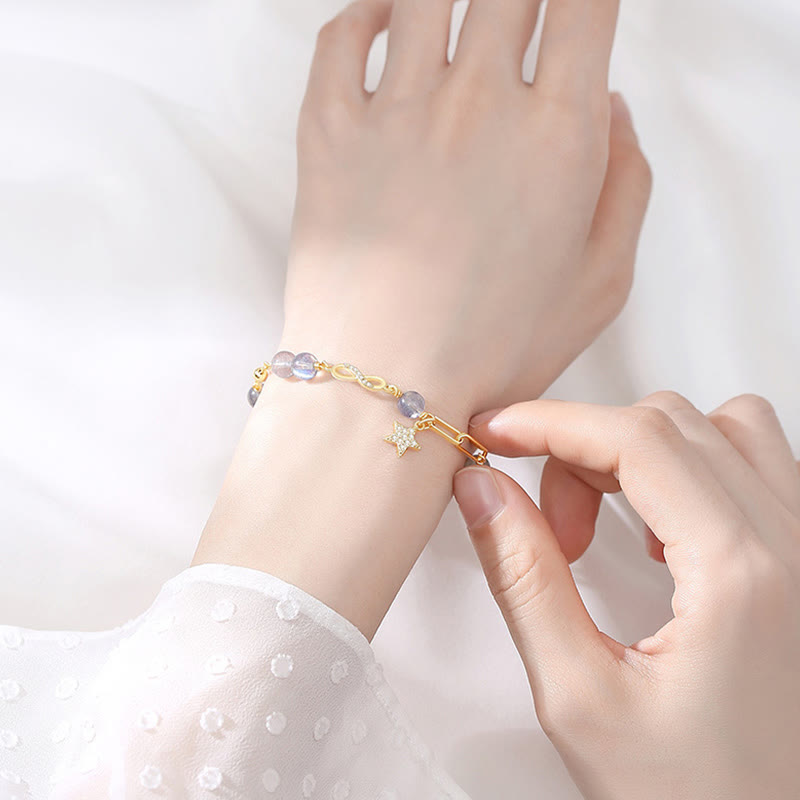 14K Gold Plated Strawberry Quartz Eternal Love Bracelet