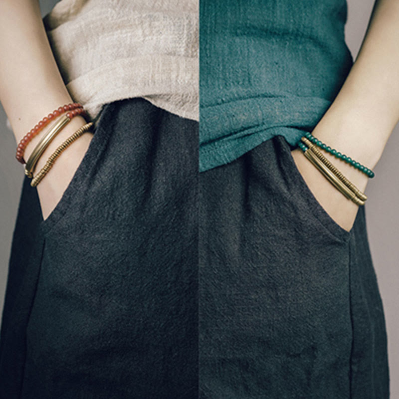 Triple Wrap Agate Stone Protection Copper Bracelet